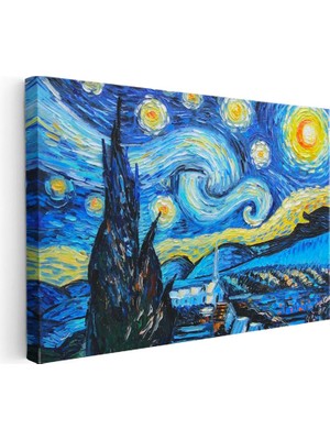 Tablofest Yatay Kanvas Tablo Vincent Van Gogh Yıldızlı Gece Manzarası Ressam Tablosu Duvar Dekoru