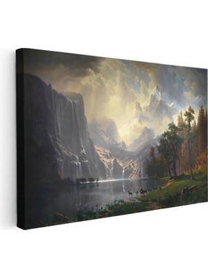 Tablofest Yatay Kanvas Tablo Albert Bierstadt Yosemite Vadisi Şelale ve Göl Işık Ressam Tablosu Ev Ofis Dekoru