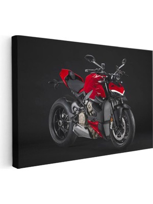 Tablofest Yatay Kanvas Tablo Ducati Streetfighter V4 Kırmızı Naked Motosiklet Tablosu Ev Ofis Duvar Dekoru