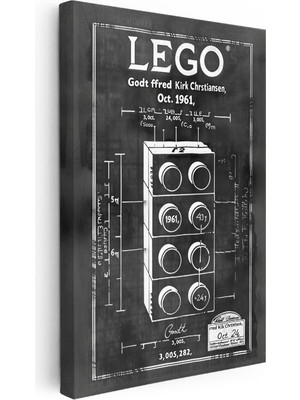 Tablofest Dikey Kanvas Tablo Dört Katlı LEGO Blok Patent Çizimi Oyun Vintage Tablo Ev Ofis Duvar Dekoru