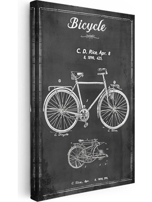 Tablofest Dikey Kanvas Tablo Bisiklet Patent Taslağı Kara Tahta Vintage Tablo Ev Ofis Duvar Dekoru