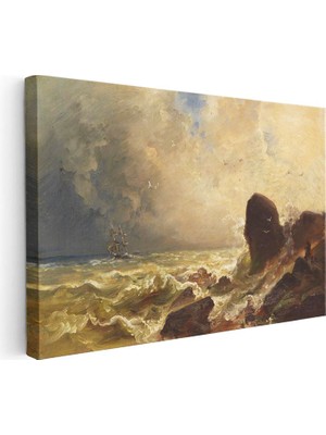 Tablofest Yatay Kanvas Tablo William Trost Richards Fırtınalı Deniz Ressam Tablosu Ev Ofis Duvar Dekoru