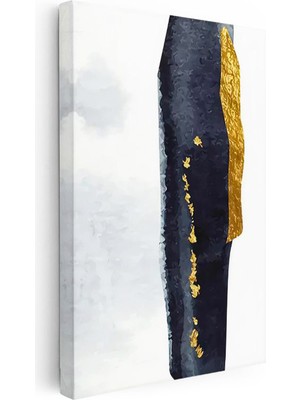 Tablofest Dikey Kanvas Tablo Dikey Formlu Altın Soyut Tablo Ev Ofis Duvar Dekoru