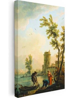 Tablofest Dikey Kanvas Tablo C.j. Vernet Balıkçılar Kıyı Kulesi Deniz Kenarı Ressam Tablosu Ev Ofis Dekoru