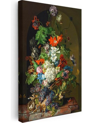 Tablofest Dikey Kanvas Tablo Sebastian Wegmayr Nergis ve Kelebekler Kuş Yuvalı Ressam Tablosu Ev Ofis Dekoru