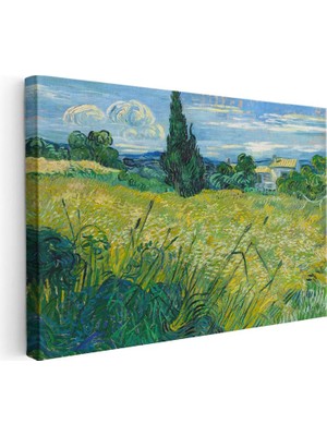 Tablofest Yatay Kanvas Tablo Van Gogh Selvili Çayır Çiftlik Evi Ressam Tablosu Ev Ofis Duvar Dekoru