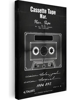 Tablofest Dikey Kanvas Tablo Kaset Patent Çizimi Sade Vintage Tablo Ev Ofis Duvar Dekoru