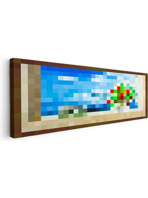 Tablofest Yatay Panoramik Kanvas Tablo Seaside Piksel Minecraft Tablosu Ev Ofis Salon Duvar Dekoru