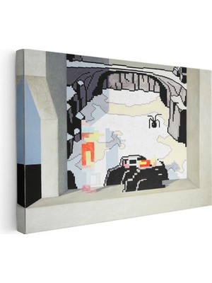 Tablofest Yatay Kanvas Tablo Agalarla Gece Kampı Minecraft Tablosu Ev Ofis Salon Duvar Dekoru