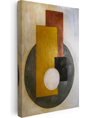 Tablofest Dikey Kanvas Tablo Dikdörtgen ve Daire Soyut Tablo Ev Ofis Duvar Dekoru