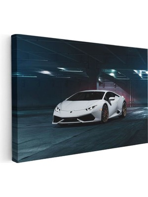 Tablofest Yatay Kanvas Tablo Lamborghini Huracan Garaj Temalı Spor Araba Lamborghini Tablosu Ev Ofis Dekoru