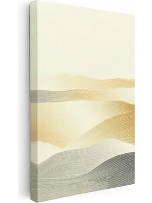 Tablofest Dikey Kanvas Tablo Soft Dağ Silüeti Soyut Manzara Tablosu Ev Ofis Duvar Dekoru