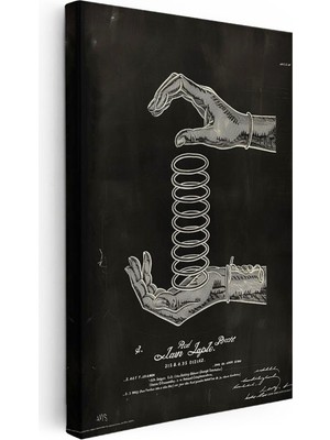 Tablofest Dikey Kanvas Tablo Ellerde Yay Mekanizması Patent Teknik Vintage Tablo Ev Ofis Duvar Dekoru