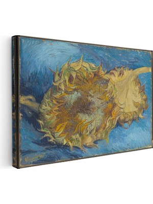 Tablofest Yatay Kanvas Tablo Van Gogh Ters Çevrilmiş Ayçiçeği Mavi Ressam Tablosu Ev Ofis Duvar Dekoru