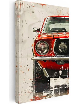 Tablofest Dikey Kanvas Tablo Klasik Mustang Ön Izgara Detay Ford Mustang Tablosu Ev Ofis Duvar Dekoru