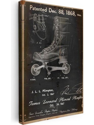 Tablofest Dikey Kanvas Tablo Tekerlekli Paten Ayakkabısı Patent Çizimi Spor Vintage Tablo Ev Ofis Duvar Dekoru