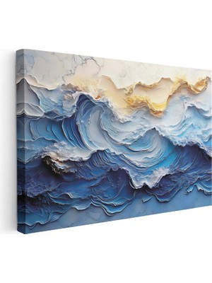 Tablofest Yatay Kanvas Tablo Dalga Katmanları Kabartma Görünümlü Tablo Ev Ofis Duvar Dekoru
