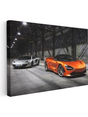 Tablofest Yatay Kanvas Tablo Depo Hangarda Iki Adet Mclaren Spor Araba Mclaren Tablosu Ev Ofis Duvar Dekoru