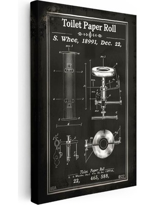 Tablofest Dikey Kanvas Tablo Tuvalet Kağıdı Rulo Patent Kara Tahta Vintage Tablo Ev Ofis Duvar Dekoru