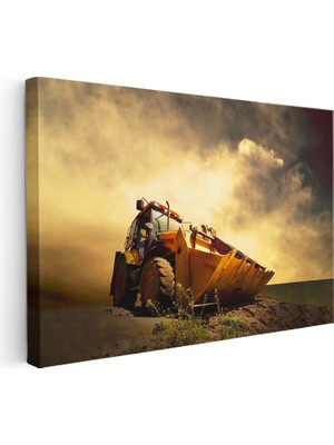 Tablofest Yatay Kanvas Tablo Dev Kova Lastikli Yükleyici Iş Makinesi Tablosu Ev Ofis Duvar Dekoru