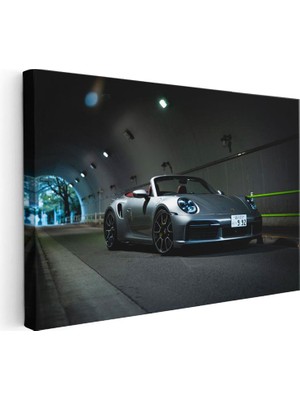 Tablofest Yatay Kanvas Tablo Porsche 911 Turbo S Cabrio Gece Tünel Pozu Porsche Tablosu Ev Ofis Duvar Dekoru