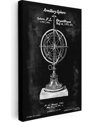 Tablofest Dikey Kanvas Tablo Armillary Sphere Küre Kaideli Vintage Tablo Ev Ofis Duvar Dekoru