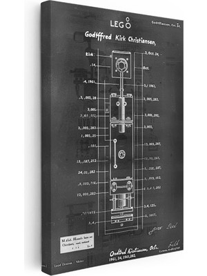 Tablofest Dikey Kanvas Tablo LEGO Blok Patent Çizimi Teknik Detay Vintage Tablo Ev Ofis Duvar Dekoru