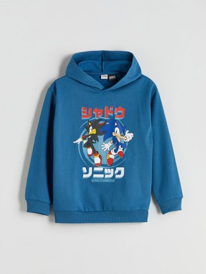 Lc Waikiki Yeni Sezon Kapüşonlu Sonic Baskılı Erkek Çocuk Sweatshirt