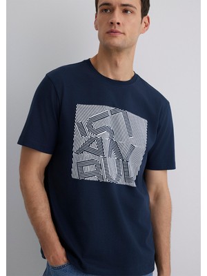 Mavi Istanbul Baskılı Lacivert Tişört 0612990-70490