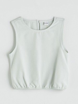 Lc Waikiki Yeni Sezon Bisiklet Yaka Keten Karışımlı Kız Çocuk Bluz