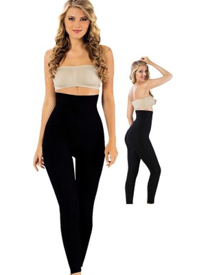 Bipamuk Kadın Korseli Uzun Tayt Yüksek Bel Toparlayıcı Spor Tayt Bel ve Basen Şekillendirici 1 Beden Ince Gösteren