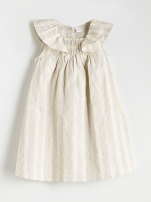 Lc Waikiki Yeni Sezon Kare Yaka Kız Çocuk Keten Elbise