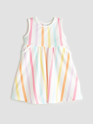 Lc Waikiki Yeni Sezon Bisiklet Yaka Çizgili Kız Çocuk Penye Elbise
