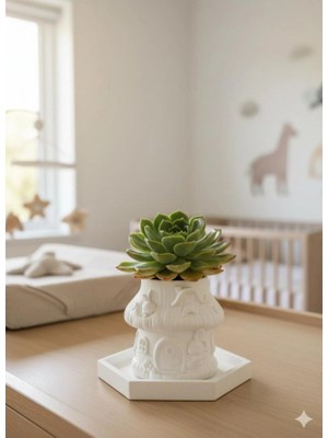 Sevimli Tavşanlı Mantar Ev Tasarım Saksı - El Yapımı Dekoratif Obje