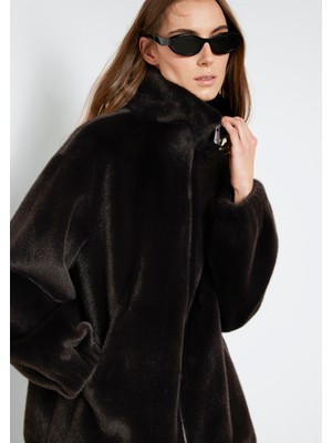 Mavi Kahverengi Peluş Ceket 1110597-89103