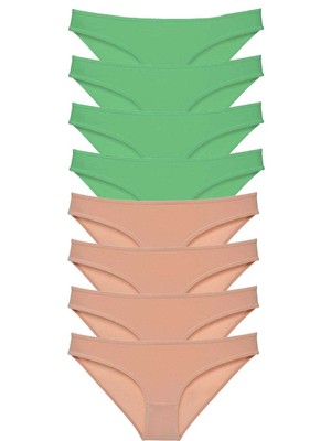 Beruflic 8 Adet Süper Eko Set Likralı Kadın Slip Külot Yeşil Ten