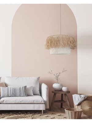 Nylife Bali Tarzı Makrome ve Doğal Rafya Saçaklı Bohem Rustik Avize