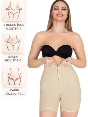 Bipamuk Kadın Agraflı Toparlayıcı Korse Bel Basen ve Karın Şekillendirici Toparlayıcı Korse Şort 1 Beden Ince Gösteren