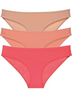 Beruflic 3 Adet Süper Eko Set Likralı Kadın Slip Külot Ten Pudra Fuşya