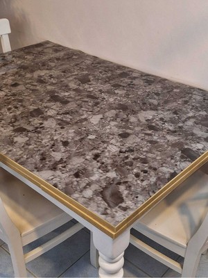 Başak Ev Tekstili Kalın Pvc Masa Koruyucu – 1.2 mm Mika Örtü, 80 cm En, Mermer Desen