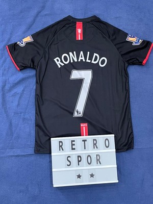 2008 Sezonu Cristiano Ronaldo Manchester United Kısa Kol Siyah Renk Nostalji Forma / Retro Ronaldo Forma