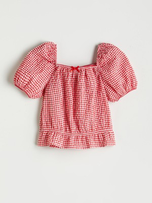 Lc Waikiki Yeni Sezon Kare Yaka Ekose Kız Çocuk Bluz