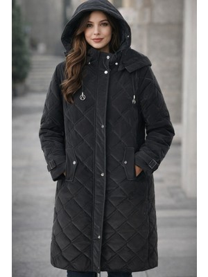 Modaplaza Kadın Kapüşonlu Biyeli Kaban 5573