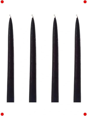 Calperia 4 Adet Siyah Dekoratif Şamdan Mumu - 25 cm Doğal Balmumu