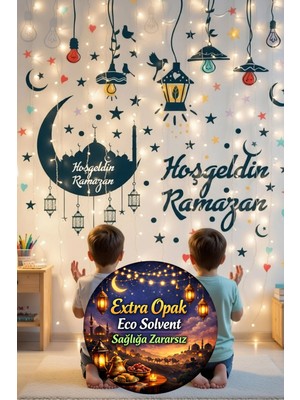 Kt Grup Ramazan Ayı Temalı Cam Duvar Süsleri Hoşgeldin Ramazan Mat Görünümlü Sticker Seti