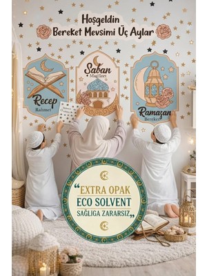 Kt Grup Ramazan Üç Aylar Bereket Mevsimi Recep Şaban Ramazan Cam Kapı Duvar Mat Görünümlü Sticker