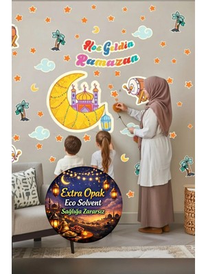 Kt Grup Ramazan Ayı Hilal Cami Hoşgeldin Ramazan Mat Görünümlü Cam Duvar Sticker Seti