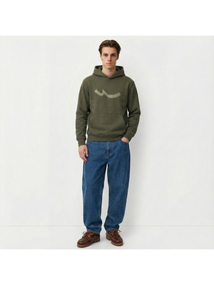 LTB Uzun Kollu Kapüşonlu Sign Baskılı Yeşil Sweatshırt