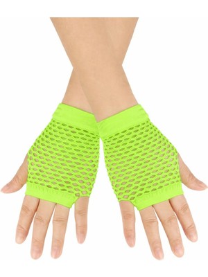 DecoTech Retro Neon Yeşil File Parmaksız Kısa Eldiven 11 cm (55476)