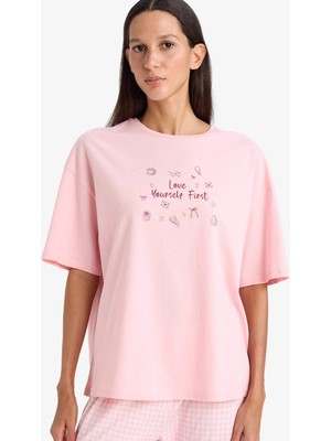 DeFacto Baskılı Kısa Kollu Pijama Üstü G1720AX26SP